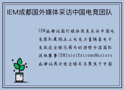 IEM成都国外媒体采访中国电竞团队