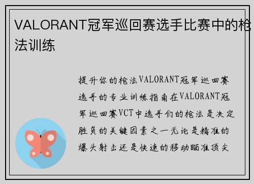 VALORANT冠军巡回赛选手比赛中的枪法训练